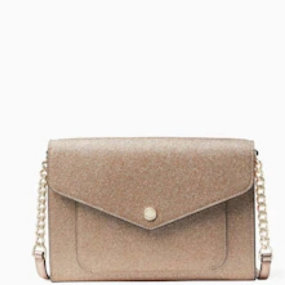 KATE SPADE TINSEL FLAP CROSSBODY IN ROSE GOLD - Picture 1 of 4